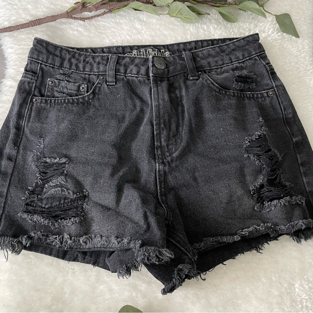 Wild Fable High Waisted Distressed Faded Black Jean Shorts